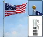 16 Ft Telescopic Aluminum Flagpole 3x5 Free Flag Gold Ball Pole Top 