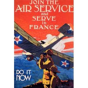 AIRPLANE JOIN THE AIR SERVICE SERVE IN FRANCE DO IT NOW WAR VINTAGE 