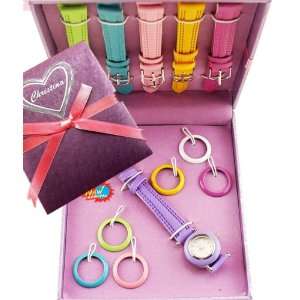   watch with 6 interchangeable bands & rings Gift Set 