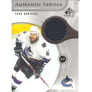   SP Game Used Hockey Jersey Card Vancouver Canucks Sports Collectibles