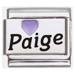  Paige Purple Heart Laser Name Italian Charm Link Jewelry