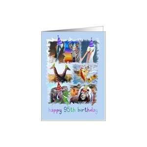  Colorful 95th Birthday Zoo Animals Card Toys & Games