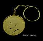 COIN JEWELRY Key Ring Chain Gold Plated Ike Eisenhower