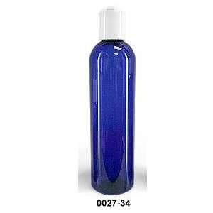  Cobalt Blue PET Plastic 8oz Bottles w/White Disc Cap 