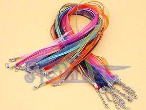 10 voile necklace ribbon cords clasp chain 19 mixed  