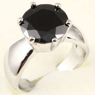LARGE ROUND CUT BLACK SAPPHIRE A074 RING  