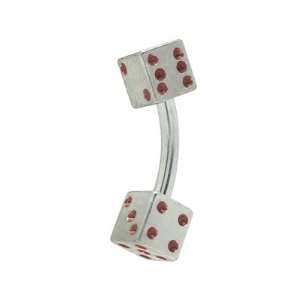 Red Dice Surgical Steel Curved Barbell