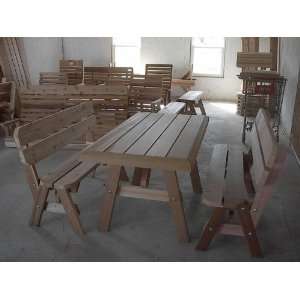  Pine Picnic Table with Backed Benches   4 Foot Patio 