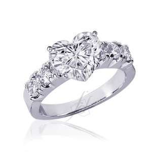  1.90 Ct Heart Shaped Diamond Engagement Ring CUT VERY 
