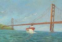 Original Signed Oil Painting Canvas Golden Gate Bridge SF Listed K F 