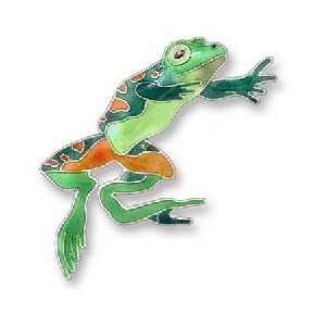 Green Frog Sterling Silver and Enamel Pin