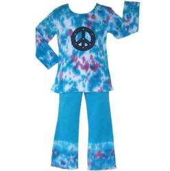 Ann Loren Girls Tie dye Peace Sign Shirt and Pants Set   
