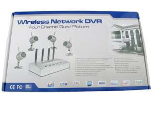 New Wireless 4CH 4 Cameras USB Receiver DVR Lan Alarm Security Spy 