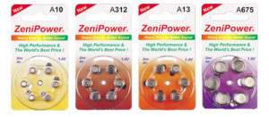 120 Any Size ZeniPower Hearing Aids/Aid Batteries  