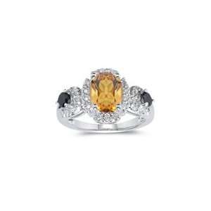  0.47 Cts Black & White Diamond, 1.52 Cts Citrine Ring in 