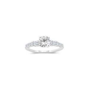  0.37 Cts Diamond & 1.14 Cts White Topaz Engagement Ring in 