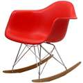 Red Molded Plastic Armchair Rocker in Red