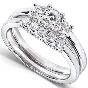  1/2 Carat TW Three Stone Round Diamond Wedding Ring Set in 