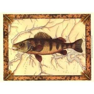  Yellow Perch on Map   Poster (12x9)