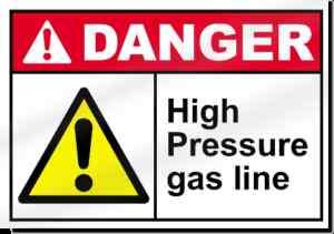 High Pressure Gas Line Danger Sign  