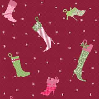 Holiday Christmas Tossed Boots Flannel Fabric  