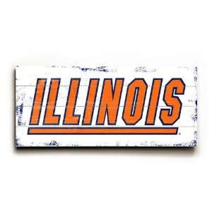  University Of Illinois Logo Wood Sign (14 X 32) Sports 