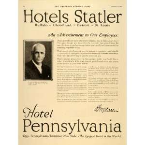  1921 Ad Hotels Statler Hotel Pennsylvania New York 