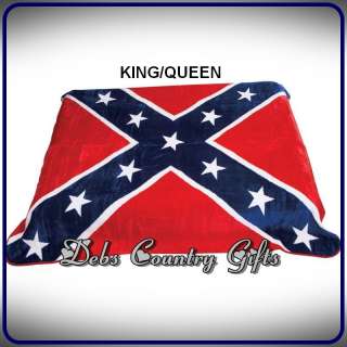 REBEL Confederate Flag Plushy Soft Blanket KING/QUEEN 79X91 Machine 