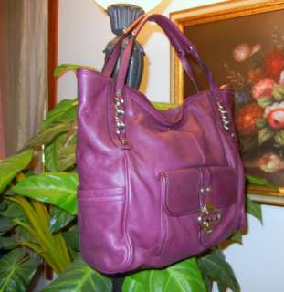 Makowsky Large Soft Purple Leather Handbag Tote  