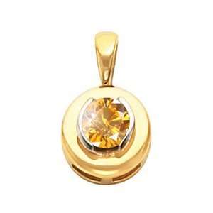   White Gold Pendant with Orange Yellow Diamond 1/2 carat Brilliant cut