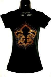 Studded New Orleans Saints Bling Womens Tee SMALL 3X  