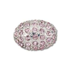  Silver Plated Light Rose Crystal Pavé Oval Bead, 11x15mm 