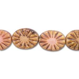  17x13mm Pale Pink Starburst with Picasso Oval Bead Strand 