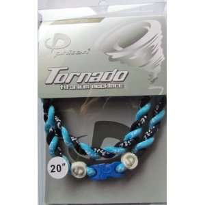   Titanium Sky Blue and Black Tornado Necklace with White Trim and Blue