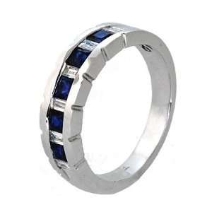    1.03 ct Sapphire & Diamond Wedding Ring 18k White Gold Jewelry