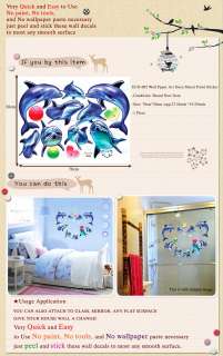 ECO 002 DOLPHINS KIDS DECO STICKER WALL PAPER DECALS  