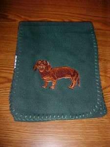   dachshund dog on 60 green fleece winter scarf NEW 