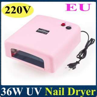 36W UV Nail Art Lamp Gel Curing Tube Light Dryer 220V Pink  