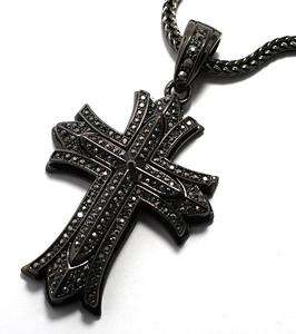 ICED OUT BLACK CZ CROSS PENDANT & 36 FRANCO CHAIN  