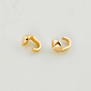 14K Solid Yellow Gold Crimp Hook END Findings (2)  