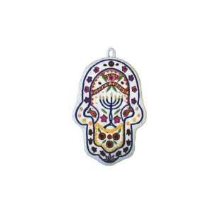 Charming Hamsa Embroidered with Menorah Design by Yair Emanuel   Small