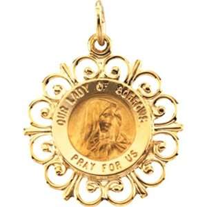  Unisex Our Lady Of Sorrows Pendant 14K Yellow Gold 