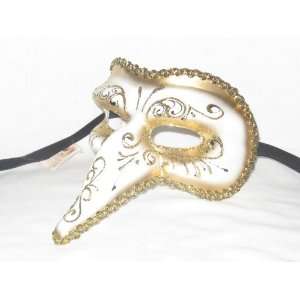    Gold and White Capitano Flavia Venetian Nose Mask
