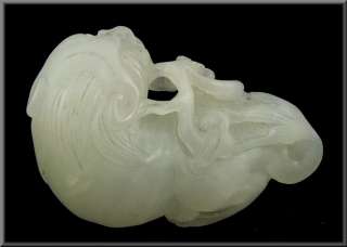 19th Century Antique Chinese Carved White Jade Foo Dog  