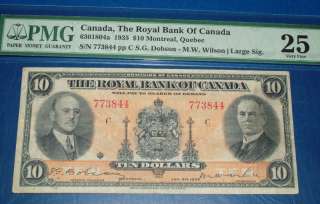 1935 $10 Royal Bank of Canada pmg 25  