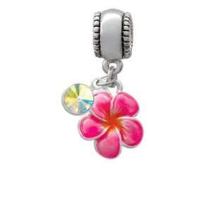  Hot Pink and Orange Flower European Charm Bead Hanger with 