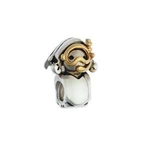 161020 Gold Scubba Diver Bead in Sterling Silver 14K Yellow Gold 