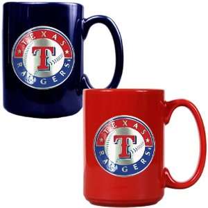  Texas Rangers   MLB 2pc Ceramic Mug Set   Primary Logo 