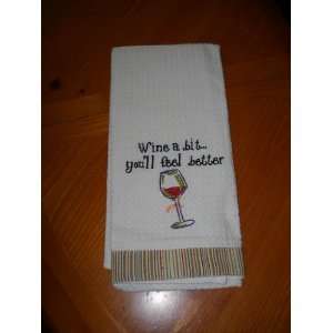 Wine a Bit Youll Feel Better Embroidered Kitchen Dish Towel and Pot 