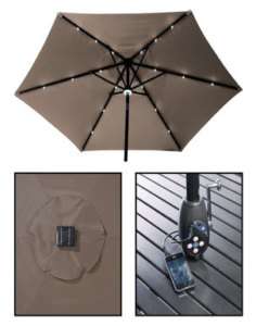 Southern Patio Dlx Umbrella 9 Brn Canopy W/ Black Pole  